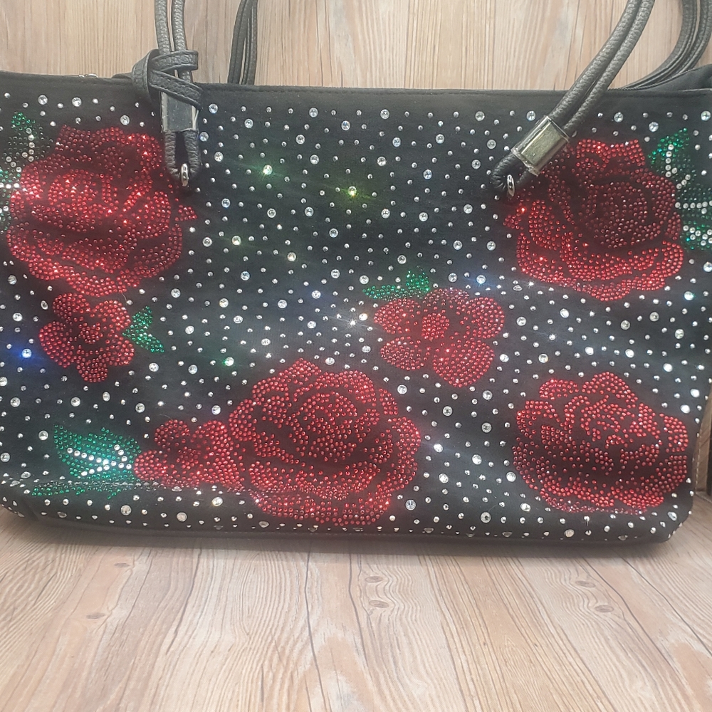 Rose Bedazzled Tall Tote